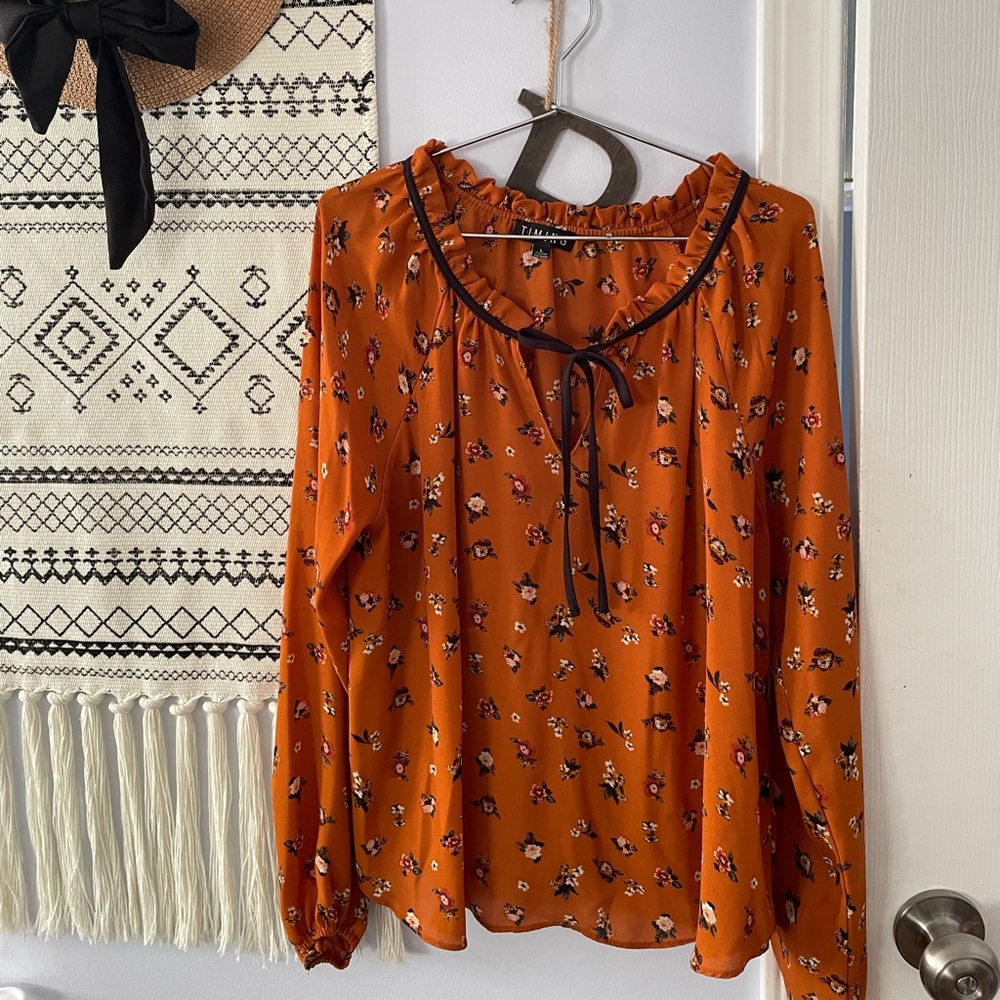 Floral blouse- mustard colored
